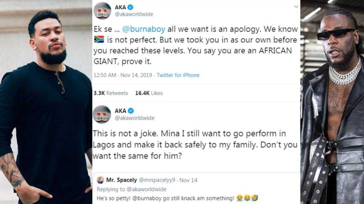 SA rapper AKA demands apology from Burna Boy - Legit.ng