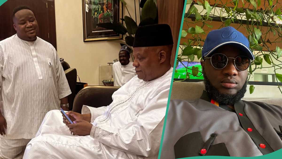 Video: See how Deeone reacted to picture of Cubana Chiefpriest kneeling for Kashim Shettima