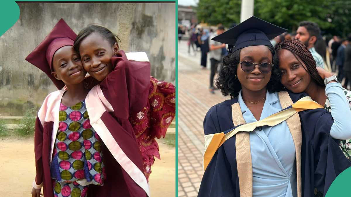 Many years after, lady recreates her primary 6 picture and pose with mother, photos trends