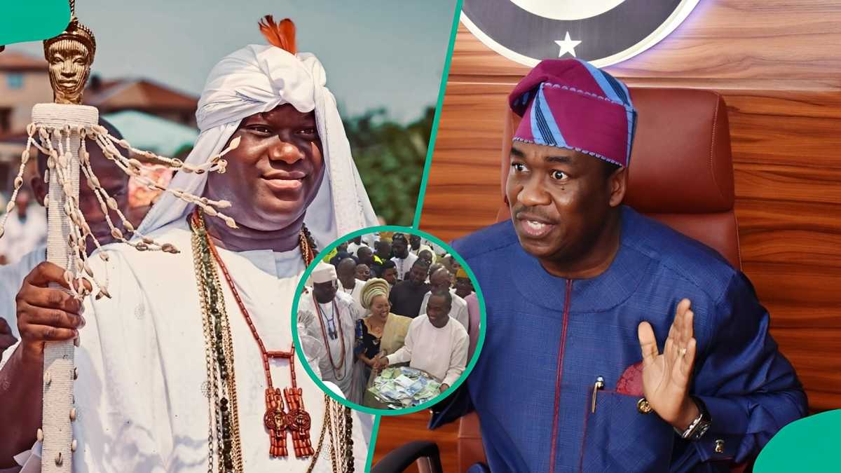 2027: Ooni's presence as Lagos governorship candidate Obafemi Hamzat goes to church draws reactions