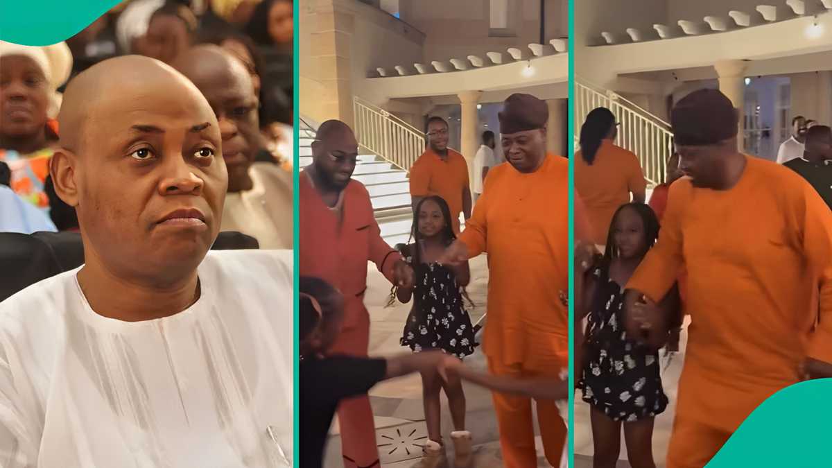 Billionaire Deji Adeleke shows rare playful side during family vacation with Davido, grandchildren