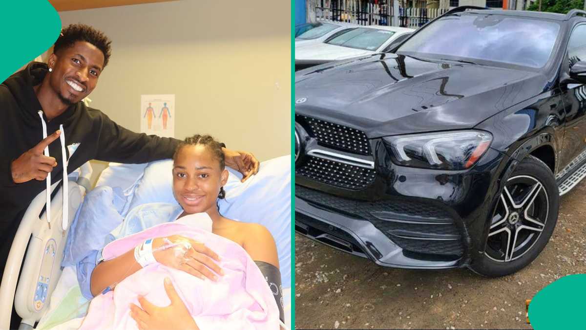 Nigerian footballer surprises wife with luxury Mercedes as ‘push gift,’ video