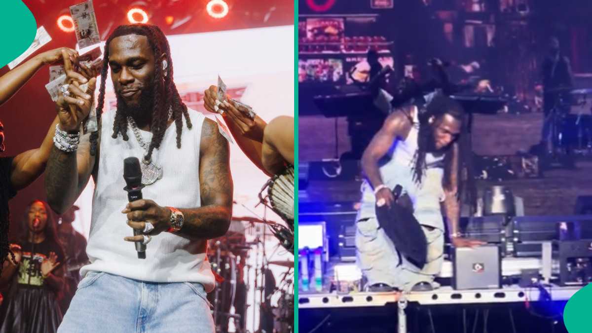 WATCH: See the viral video of Burna Boy as he falls off stage and almost loses his head