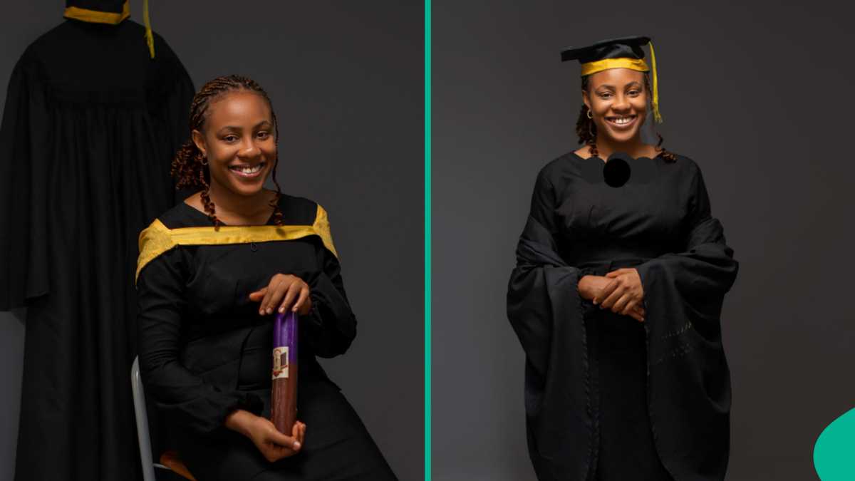 Photos trend as Nigerian lady celebrates how she bagged first class, emerged best graduating student