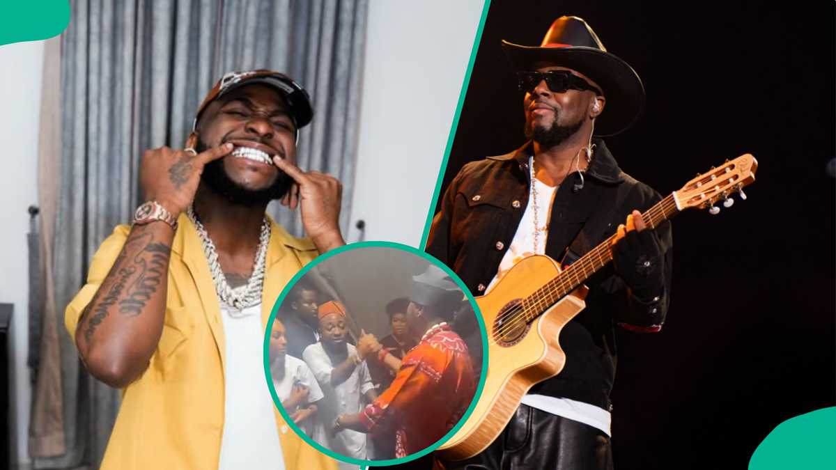 Moment Davido and Wyclef Jean greeted each other at Abuja event trends: “Sweet Fanta Diallo”