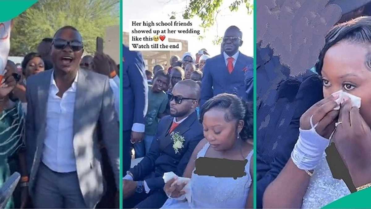 Watch video showing how a bride got surprised by her high school friends on wedding day