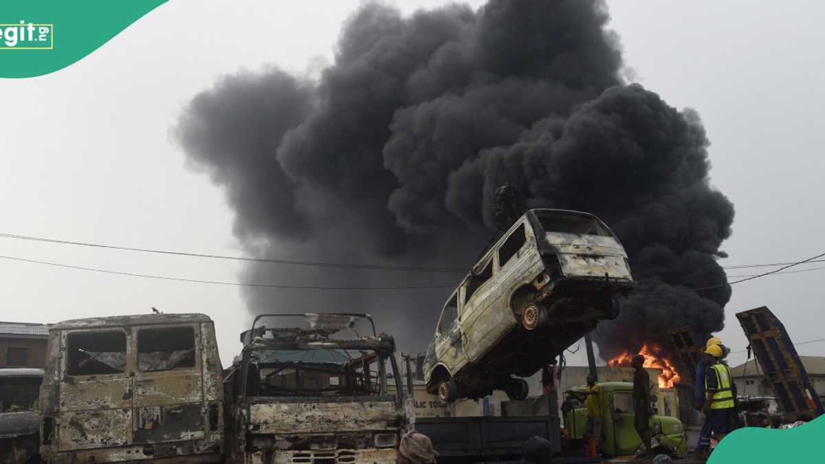 WATCH: Terrifying fire destroys, Mobil filling station, properties in Ikeja, Lagos