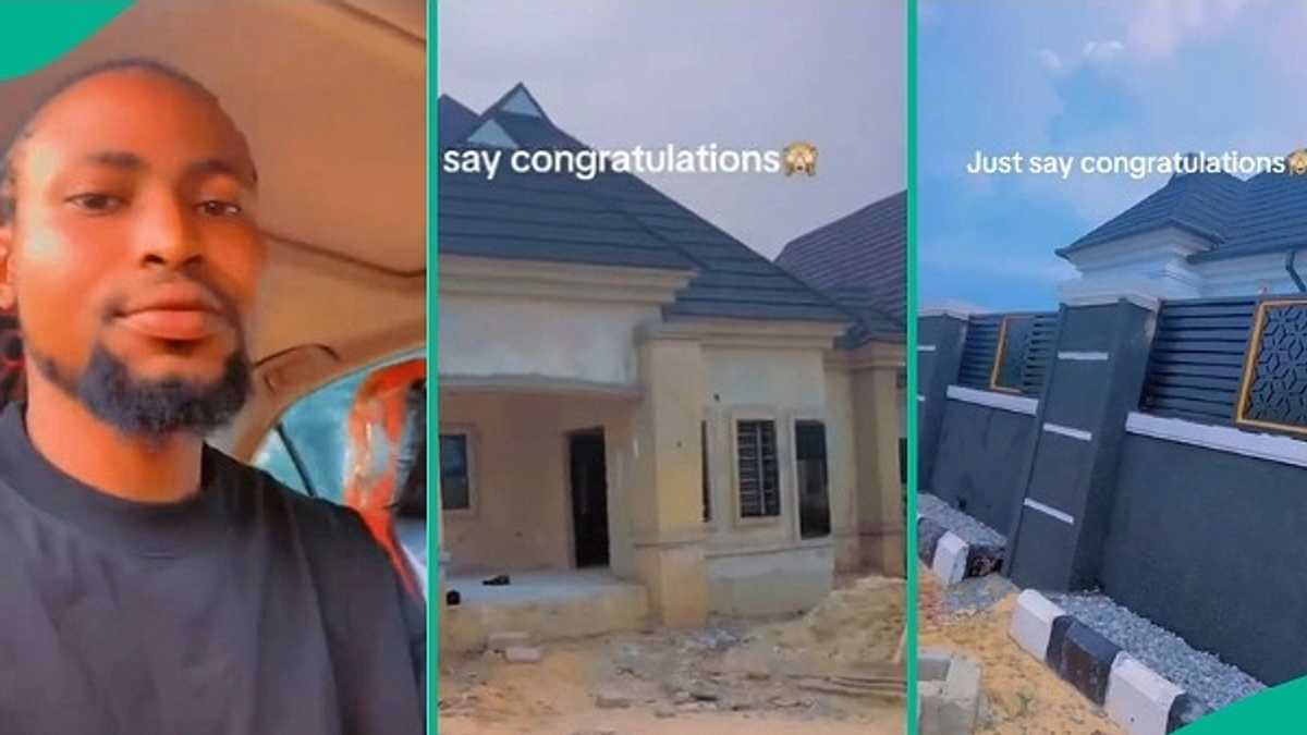 Watch video as Nigerian man shows off bungalow he built from scratch