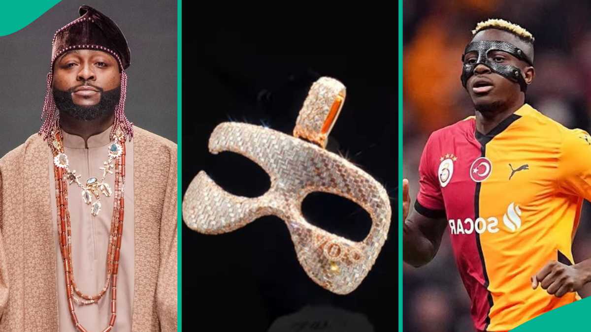 Osimhem Mask Davido Reacts to Video of Osimhen’s Face Mask Pendant Made With ...
