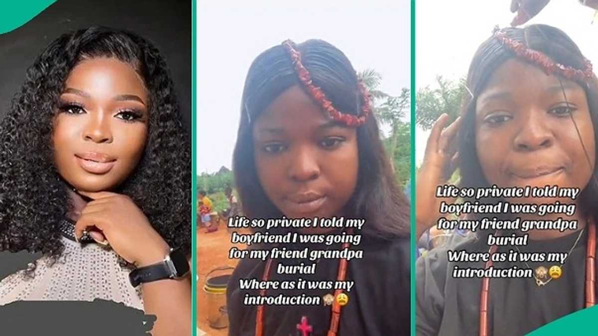 Lady holds secret introduction ceremony with another man after lying to boyfriend about whereabouts