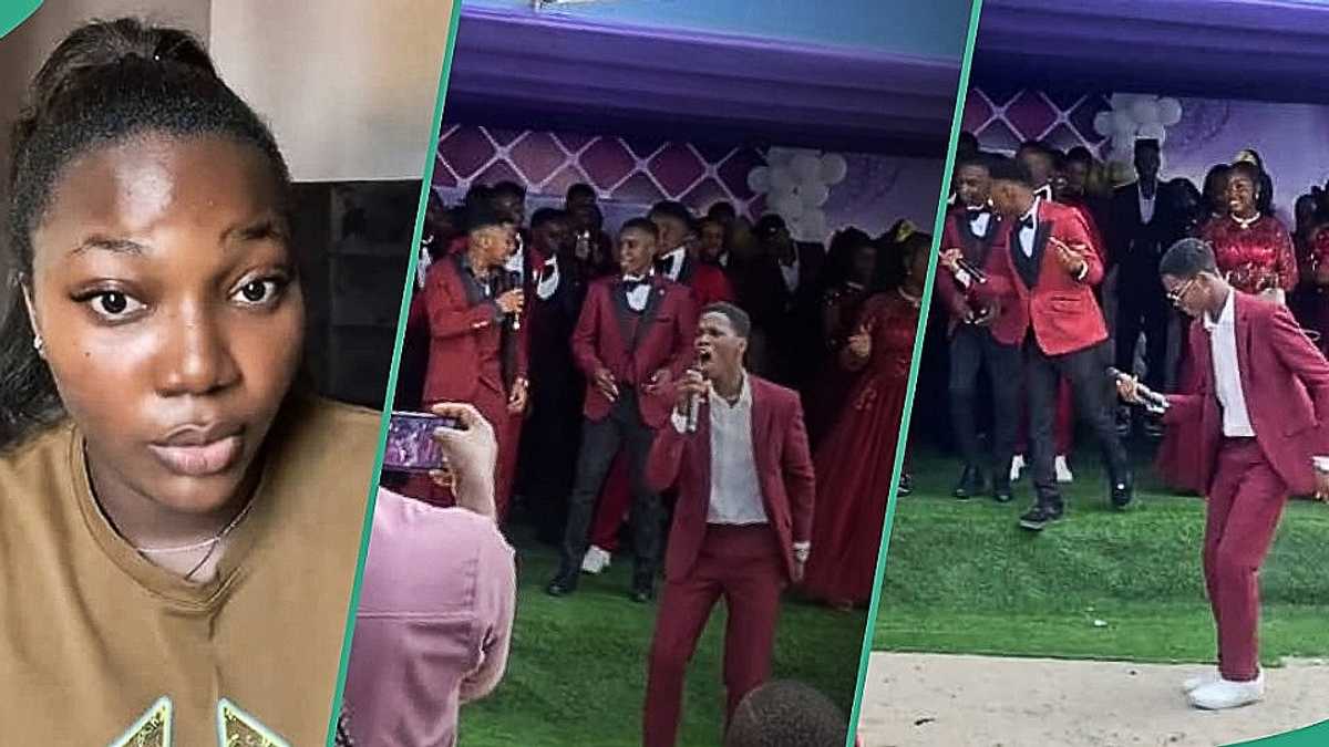 Watch trending video as SS3 student shows off his melodious voice during school graduation
