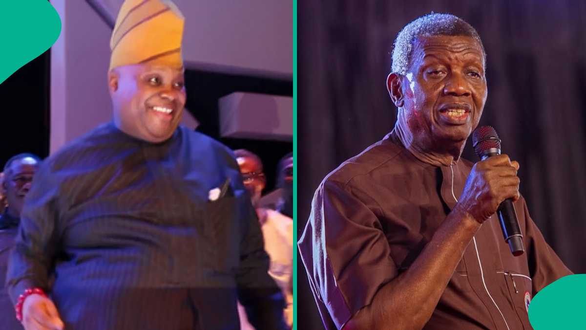 Video: Osun governor Ademola Adeleke serenades Pastor Adeboye at 84
