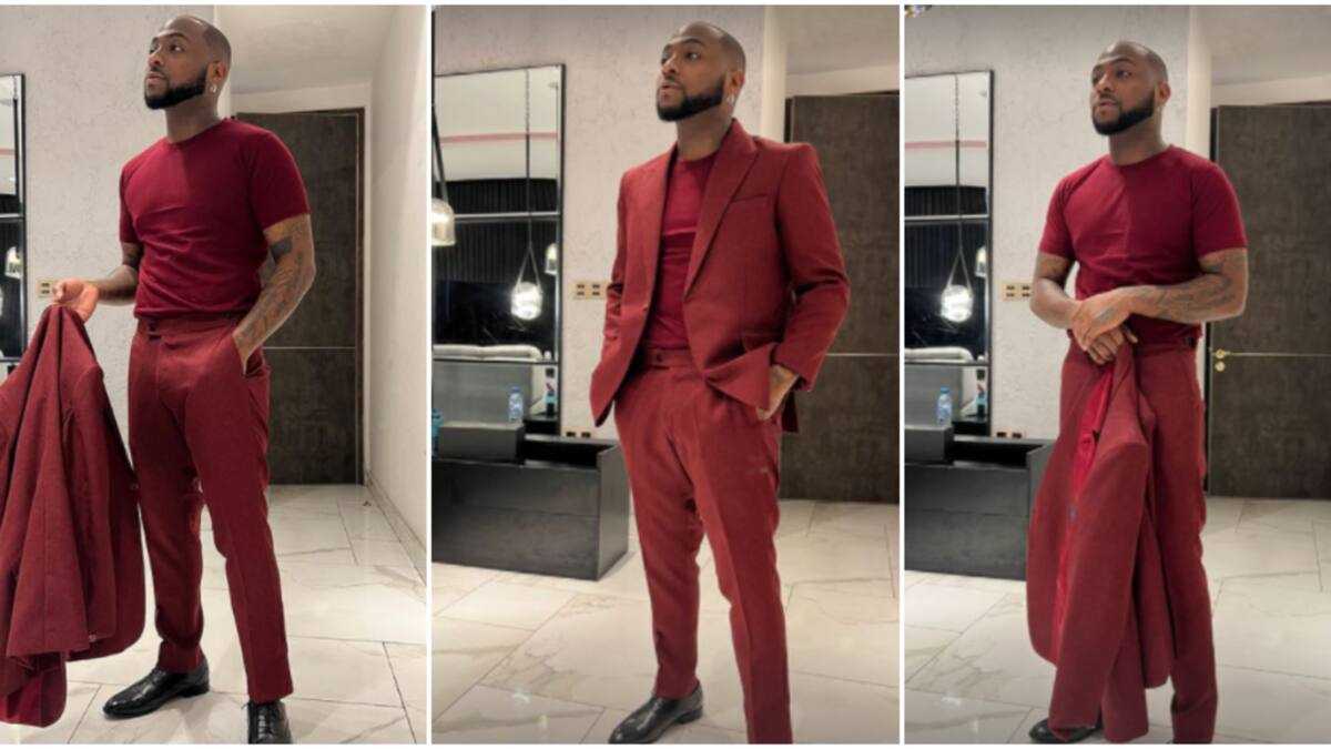 Davido Rocks All-Red Outfit As He Celebrates Valentine’s Day, Shows Off ...