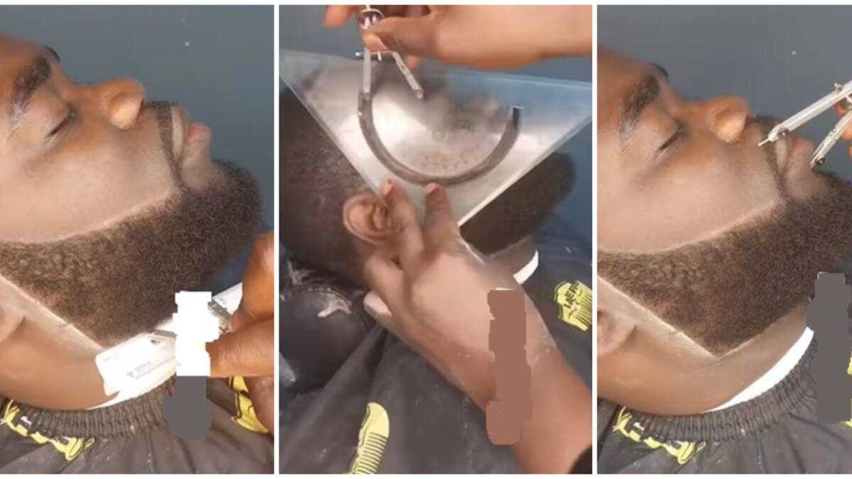 Client With Ruler New Trend: Another Barber Uses Math Ruler Sets to Carve Client's Hair ...