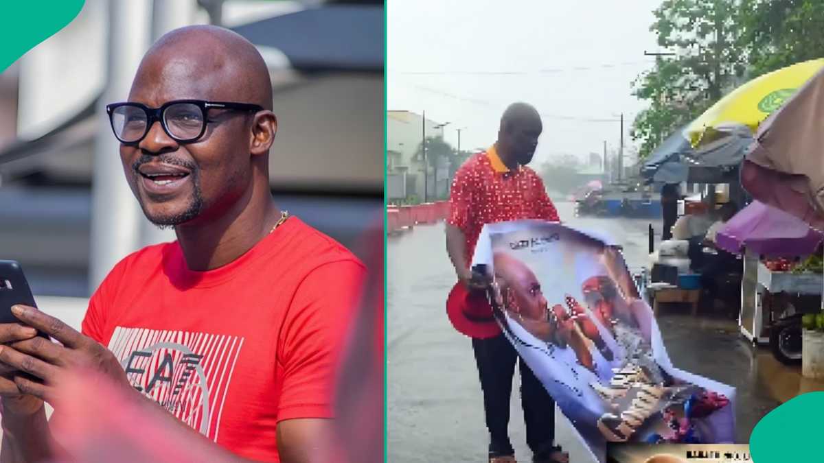 Baba Ijesha hits Lagos streets in rain to promote movie, faces backlash
