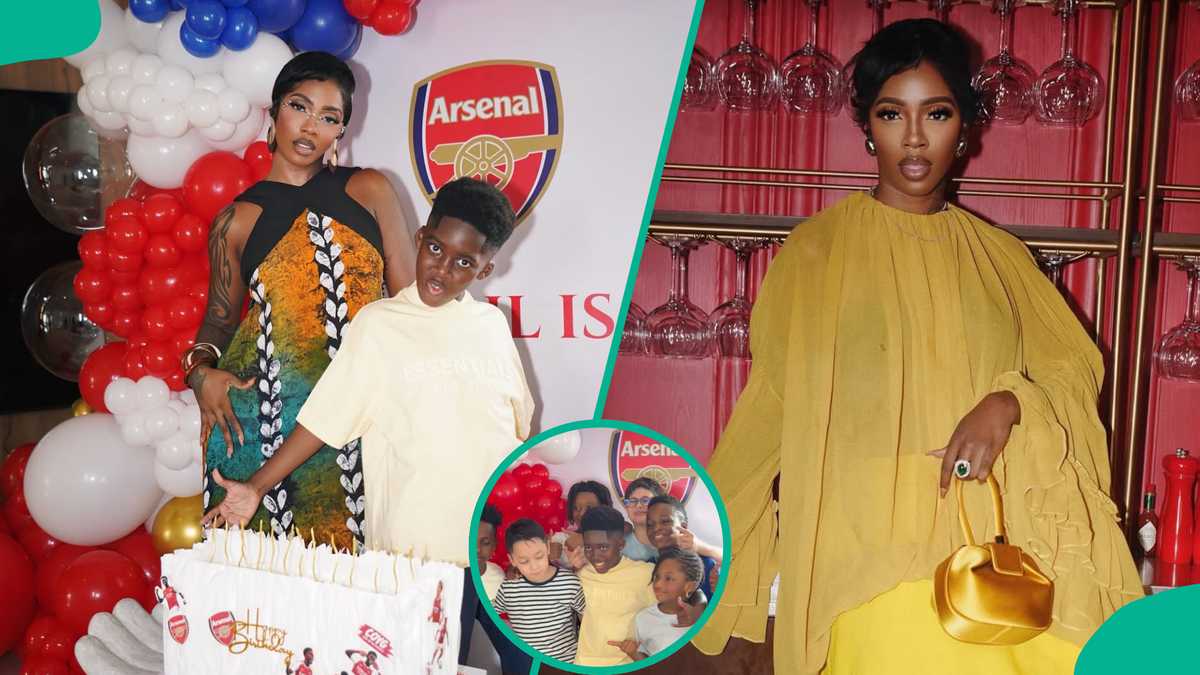 Tiwa Savage celebrates son Jamil's 11th birthday with Arsenal-themed party, shares video and more