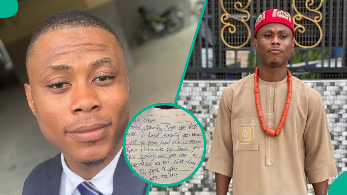 Man displays letter that a female usher presented to him in church