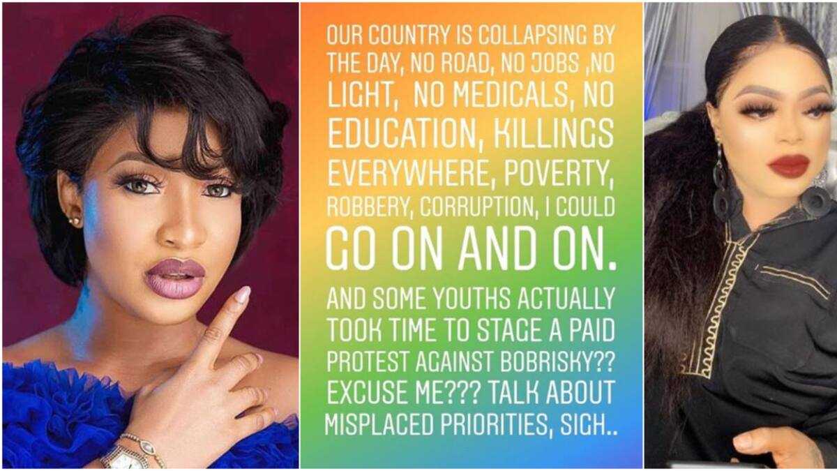 Tonto Dikeh reacts as Nigerian youths stage protest against Bobrisky ...