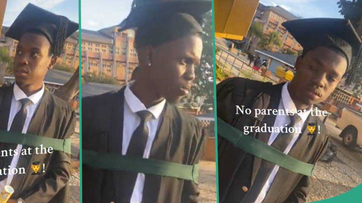 A Poor Graduation Lonely University Graduate Sad As His Parents Fail to Show Up For His ...