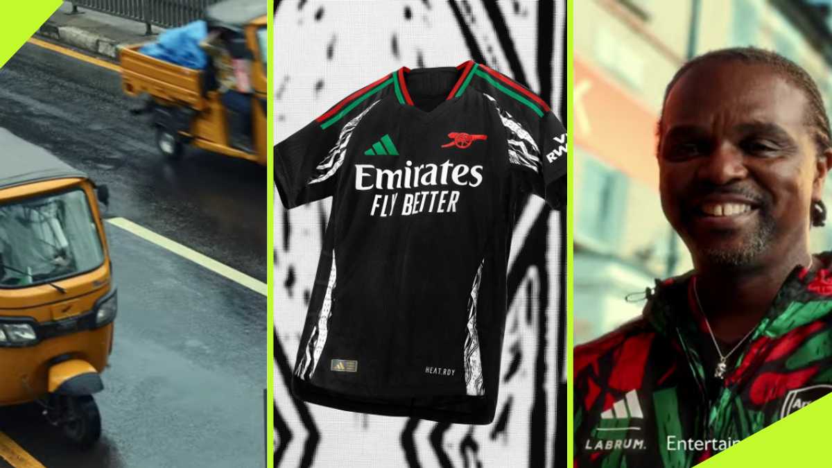 Arsenal legend Kanu spotted as Keke Marwa on the street of Lagos features in kit launch video