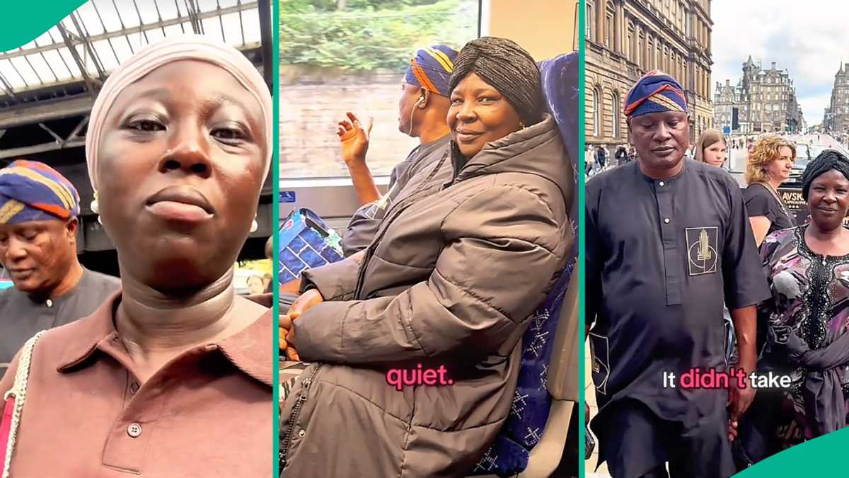 Video as caring lady takes her parents to explore city of Edinburgh in UK