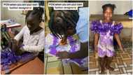 "She resembles Illebaye": Kid learns tailoring, measures cloth like pro, sews fine dress for herself