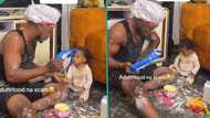 "Adulthood is a scam": Jovial man joins his little baby to mess up house, pours milk on the floor