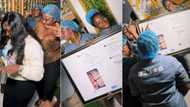 "I will hang it forever": Nigerian chef makes huge frame as Davido DM's her on IG, dances with her girls