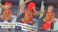 Little boy adorned in Igbo chiefly attire flings off his cap during photo shoot, funny video trends