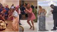 3 wedding moments that went viral, one is a video of pretty Oyinbo lady in short gown & heels whining waist