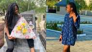 Lady celebrates Father's Day at late dad's burial ground, presents gifts to him, photo goes viral