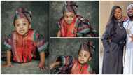 Davido's son Ifeanyi rocks 'aso oke', prostrates like a charming Yoruba prince in adorable birthday photos