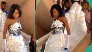 Woman makes wedding dress from plastic cups, spoons & plates, takes creativity to another level