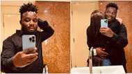 “After all the mumu, him still get babe”: Fans react as Sabinus shares photo of himself holding mystery lady