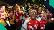 Emotional scenes as Arsenal fans party all night after winning Premier League title, video