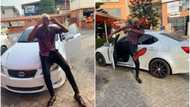 Nigerian man buys his first car, celebrates on social media in grand style, shares sweet photos