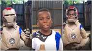 See the robot this young Igbo boy made with carton, many can't stop talking about him (video)