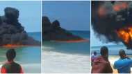 Strange fire breaks out on popular beach in Lagos, video sparks mixed reactions