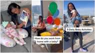 "I can now give birth": Mum working from home ties balloons on baby's hands & legs to distract kid in video