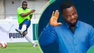 Drama as Oga Sabinus takes off shirt after scoring penalty against Enyeama, video trends