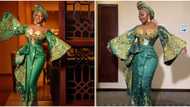 Ini Edo leaves fans gushing over outfit to Rita Dominic’s traditional wedding, netizens call her best dressed