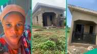 Nigerian lady builds portable house with flat roof, tiles interior, shows it off