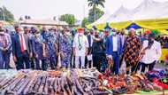 Hope Uzodimma inspects large cache of arms recovered from unknown gunmen in Imo