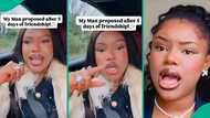 Lady reacts as man proposes to her after 5 days of friendship, flaunts ring in video