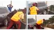 Chaos as man driving against traffic hits policeman off Lagos bridge in viral video
