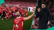 Arsenal manager Mikel Arteta reacts to Liverpool's Premier League title victory