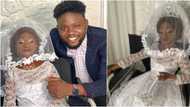Video, photo of small-sized Aunty Ramota looking stunning in a wedding dress get Nigerians talking