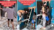 "Not me crying": Nigerian lady surprises her painter boyfriend with food at work, emotional video melts hearts