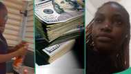 "I worked for the money": Nigerian lady working as waitress displays Dollars, bundle of Naira notes