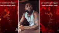 “Nothing can stop the vibe”: Reactions as clip of lady on crutches going gaga to Davido’s song goes viral